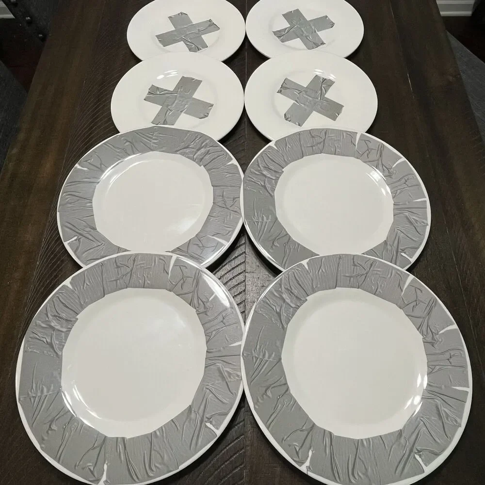 TOO by Blu Dot 4 Place Settings 8 pc - 4 Dinner Plates 4 Salad Plates Duct Tape